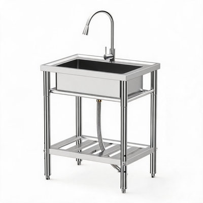 Rebrilliant 71.1 mm W Single Bowl Stainless Steel Freestanding Kitchen Sink