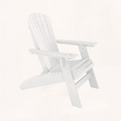 Curved Back Adirondack Chair with Cup Holder – Weather-Resistant HDPE for Poolside & Garden
