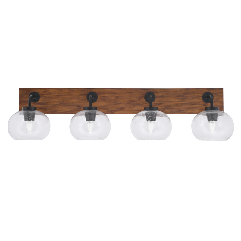 Oxbridge 4 Light Bath Bar Shown With 7" Glass, Transparent, Noir mat / brun