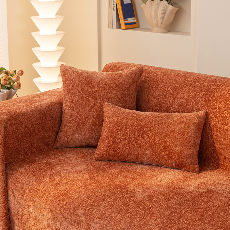 Housse pour canapé Elegant Nordic Chenille, H 71 po x l 134 po, Orange brûlé