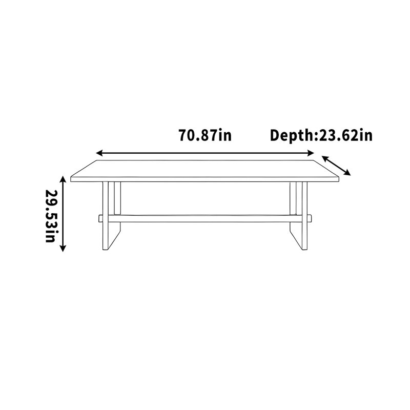 Table en bois de noyer, H 29,53 po x l 70,87 po x P 23,62 po
