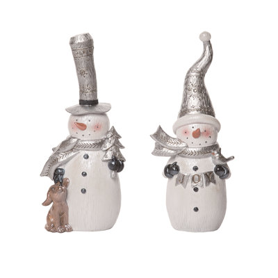  Ensemble de 2 petites décorations de Noël bonhomme de neige en résine