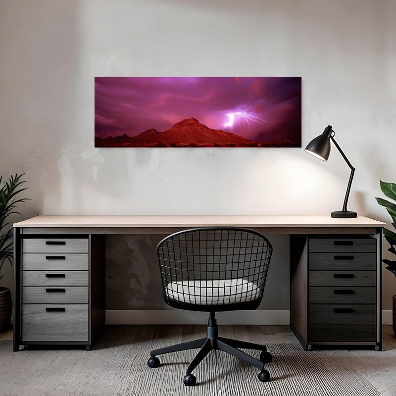 Tucson Az, États-Unis, paysage contemporain abstrait, art mural montagne, H 12 po x l 36 po