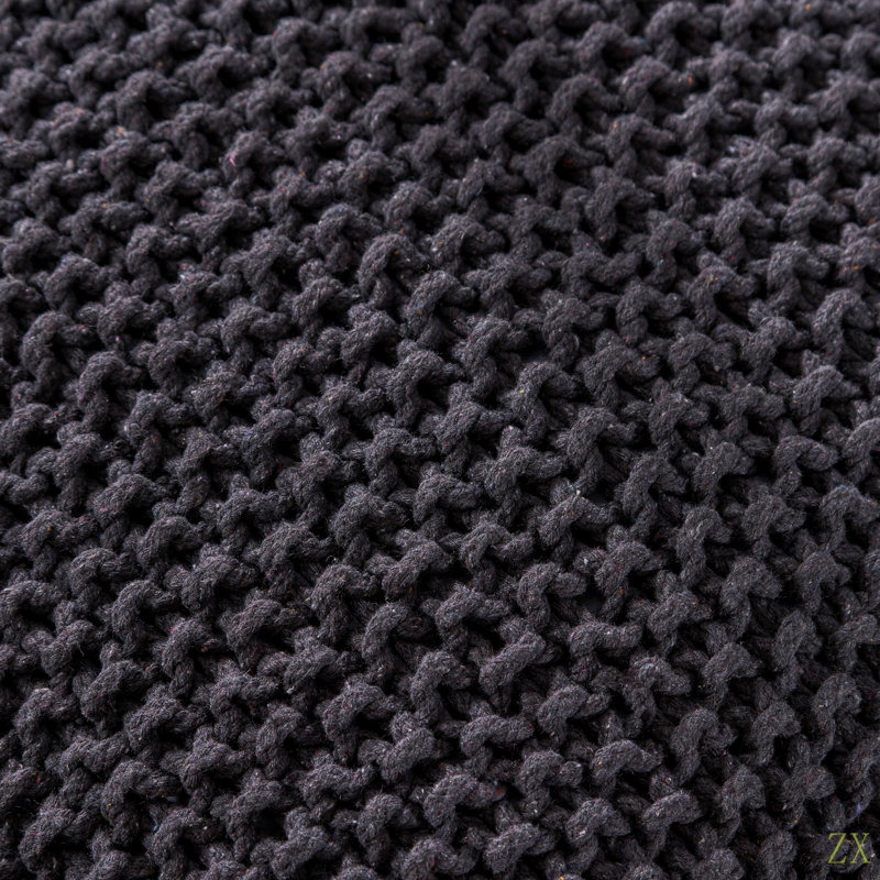 Pouf en coton Hollis, Coton gris