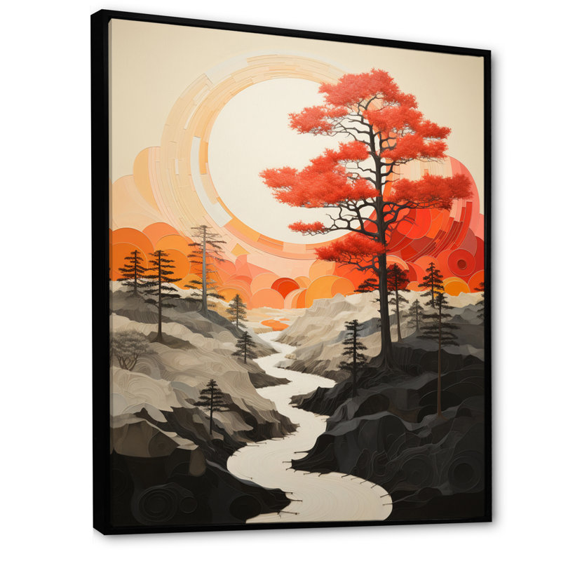 " Bold Geyser Natures Fountain III ", 32" H x 24" W x 1" D, Black Floater Framed