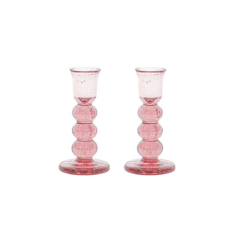 Provence Candlestick Set/2, 5" H x 2.5" W x 2.5" D, Blush