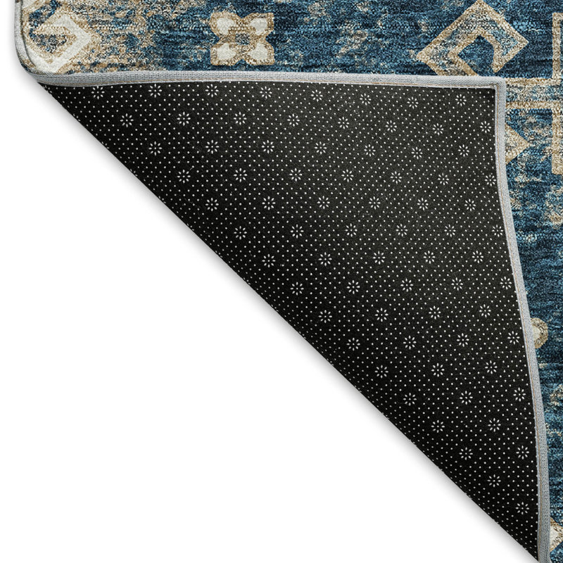 Premium Machine Washable Prisco Navy Rug, Rectangle 10' x 14'