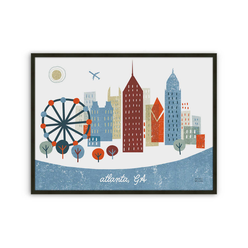 «Colorful Atlanta» par Michael Mullan, reproduction d'art, H 18 po x l 24 po, Black
