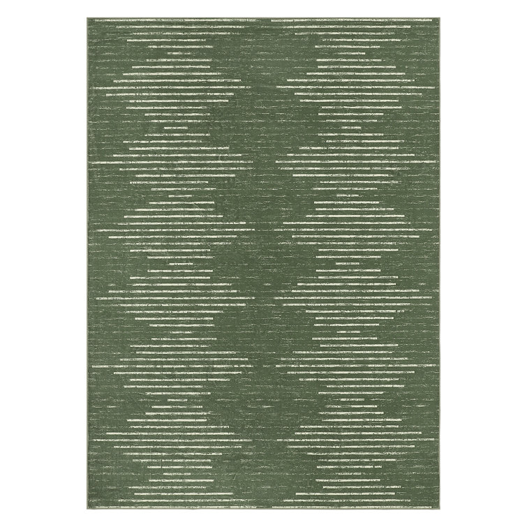 Modern Machine Washable Striped Rug for Living Room Non-Slip Low Pile Stain-Resistant Contemporary Geometric Soft Indoor Carpet for Bedroom Dining Room