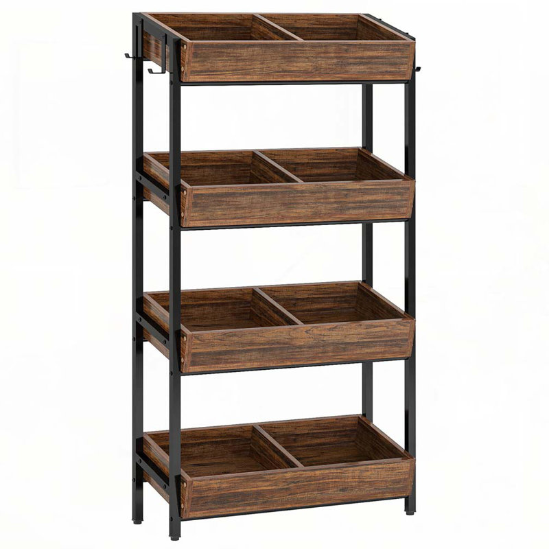 4-Tier Retail Display Rack with Hooks