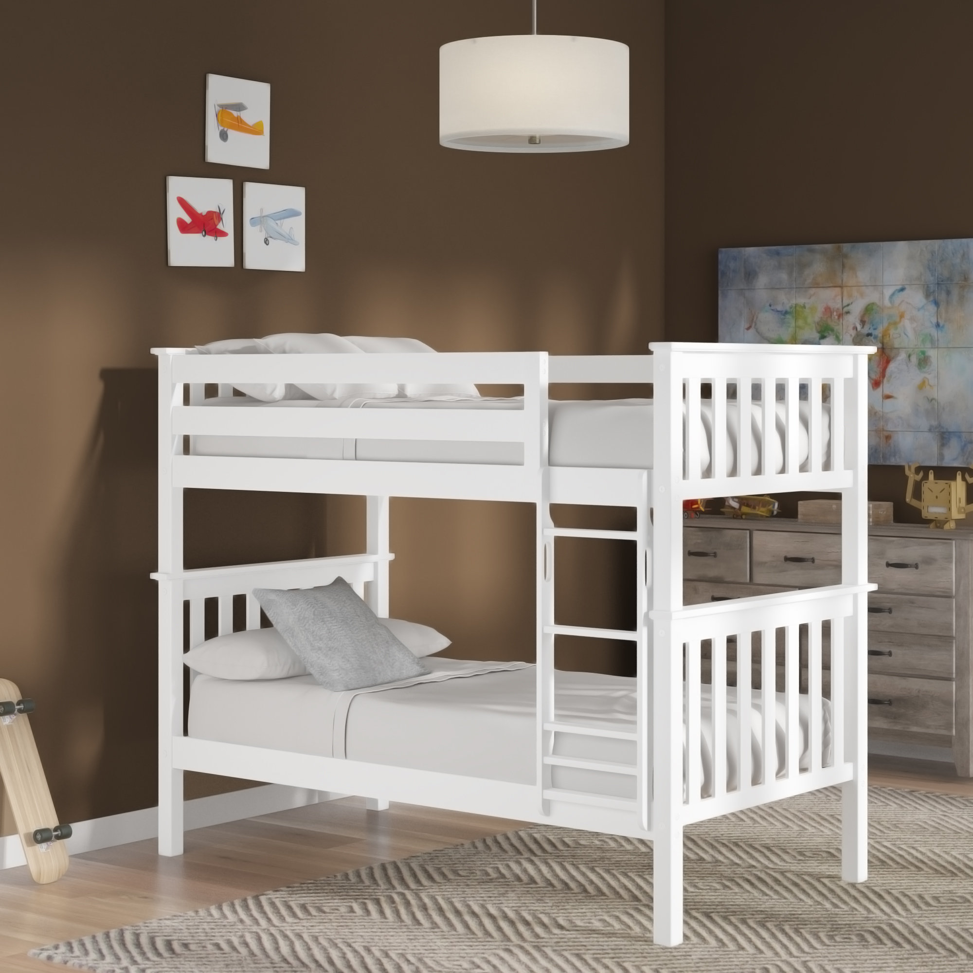 Upholstered Twin Size Platform Bed For Kids, Wooden Bed Frame With Sla, image size:2000x2000