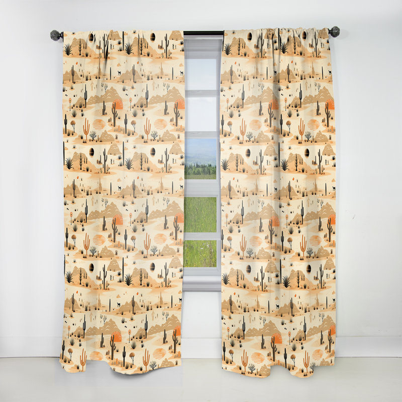 Motif bohème désert Sandy - Boho - rideau abstrait obscurcissant - 1 panneau, L 52 po x L 95 po