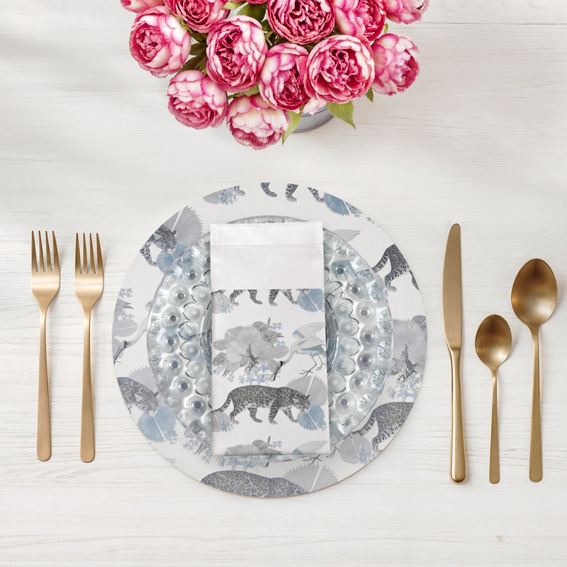 Leopard Walk Cotton Sateen Dinner Napkins, Powder