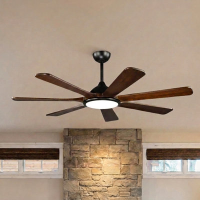 7 Blade Solid Wood Ceiling Fan 60/72inch With Smart Control And 36w Led Light, Dc Motor Energy Efficient Large Ceiling Fan For Living Room Bedroom Office