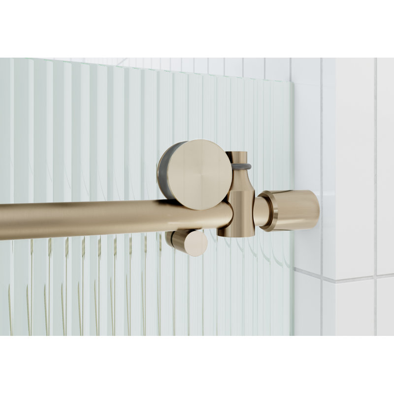 Galaxy 56 - 60 in. x 78 in. Fully Frameless Fluted Sliding Shower Door, Right Hand, Brushed Bronze