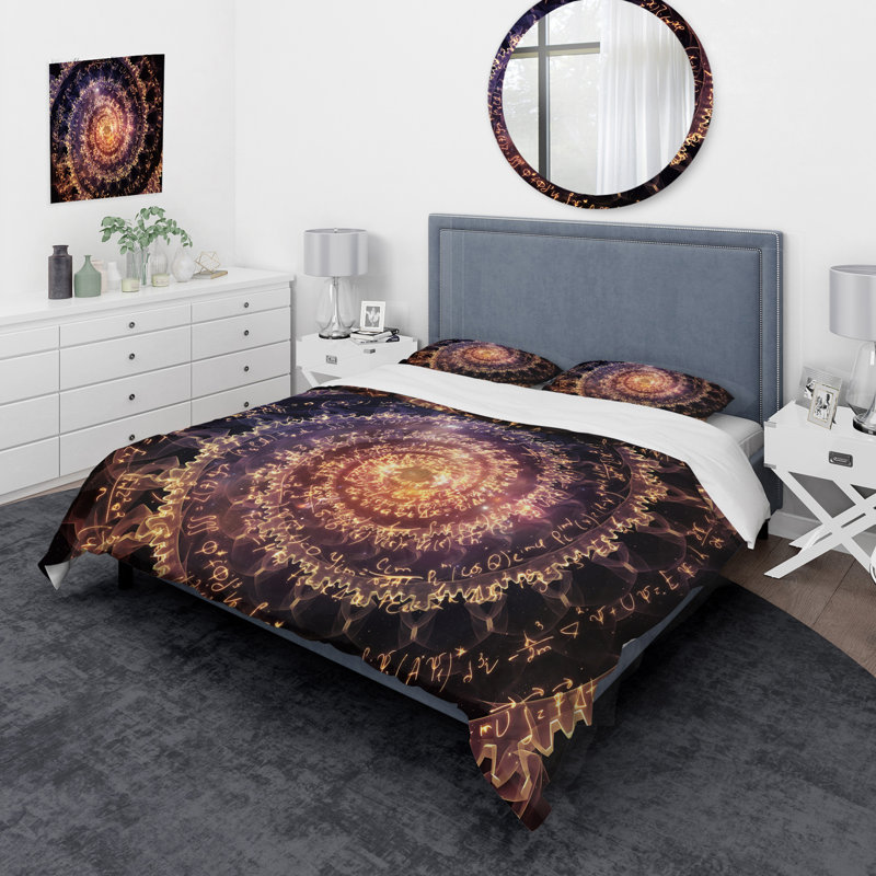Shining Fractal Spiral - Ensemble de housse de couette moderne - Microfibre de polyester