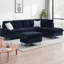 Canapé modulaire en L Chenille avec canapé 3 places avec méridienne réversible et repose-pieds de rangement, pieds en métal avec clous en cuivre, comprend 2 coussins pour le salon-1138217781