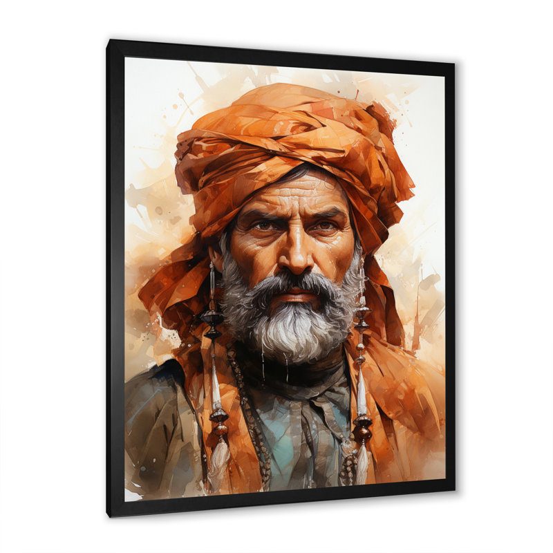 Chef Akbar, le grand I sur toile, Cadre photo noir, H 44 po x l 34 po x P 1,5 po