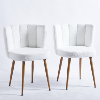 Dining Chairs (2) - Comfortable Short Hair Upholstery, Iron Tube Legs With Wood Grain Transfer For Home Use 2 Chairs: Cushions, Metal Legs, Home, Cafe