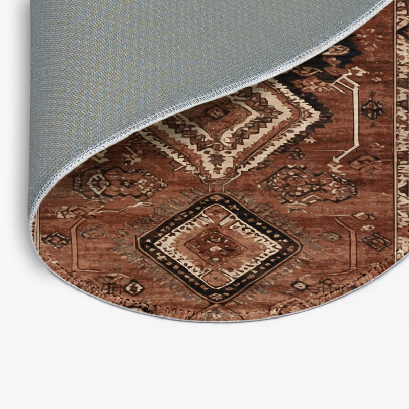 Turkish Brown Indoor and Outdoor Area Rug, Round 5'