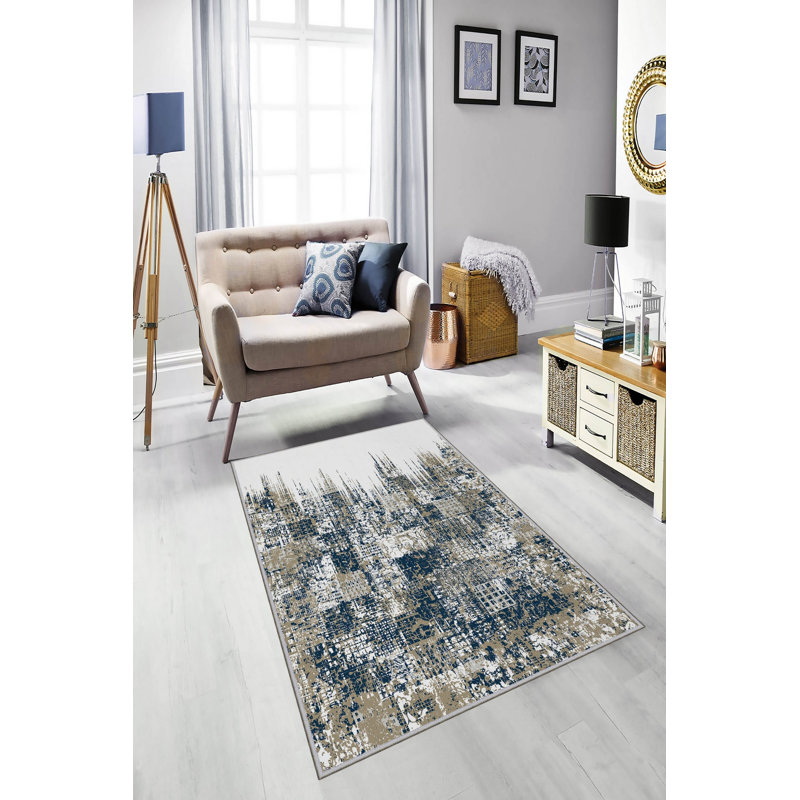 Soft Hall Carpet 2.6 x 4.9 Feet | 100% Polyester, 0.04 in Pile Height | Antibacterial, Non-Slip Underside | Woven with 3D Digital Printing | Machine Washable | Durable & Stylish for Entryways & Living Rooms