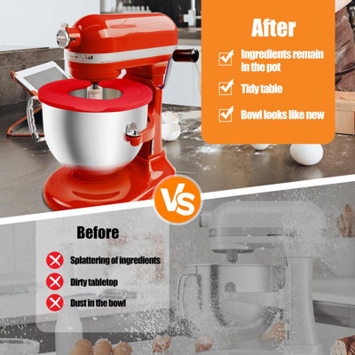Couvercle en silicone PQPO pour bol de robot pâtissier KitchenAid 6-7 QT à bol relevable, couvercle hermétique de qualité alimentaire avec petit bol pliable, protection contre les éclaboussures et anti-poussière.
