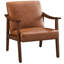 62cm Wide Faux Leather Mid-Century Modern Armchair, Upholstered Accent Chair with Solid Wood Legs-100932157-91132067
