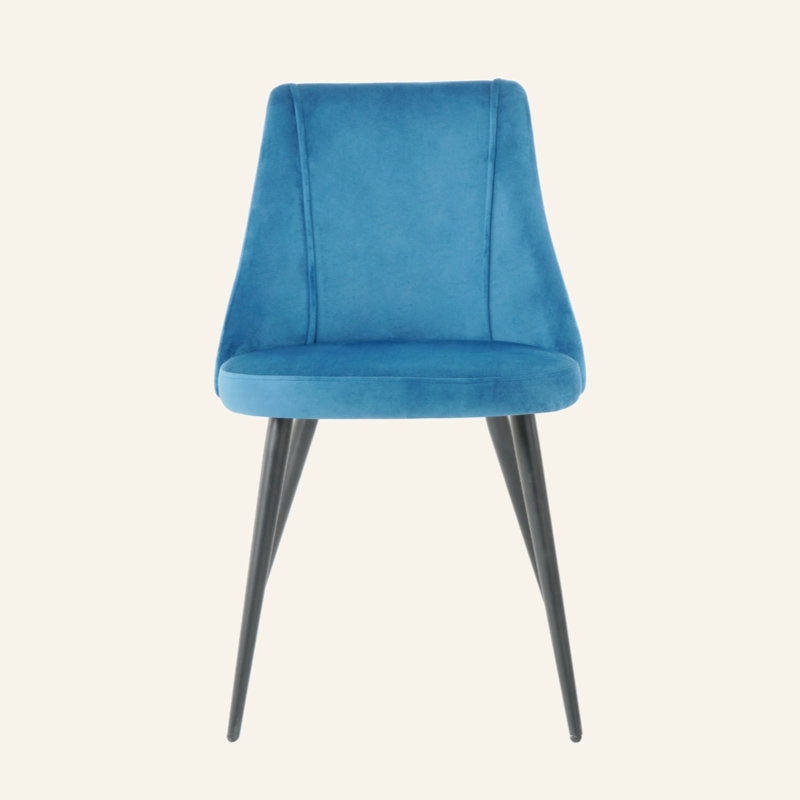 Bridgnorth Modern Simple Velvet Dining Chairs With Legs (Set Of 4), Blue, Black