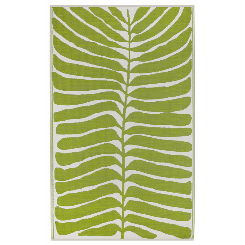 Tapis d'extérieur imperméable en plastique à paille Joelouis, Hilo - Vert, Rectangle 6 pi x 9 pi