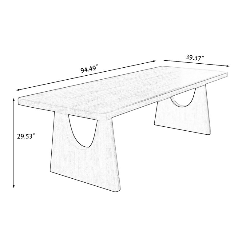 Table de salle à manger rectangulaire, H 29,53 po x L 94,49 po x l 39,37 po
