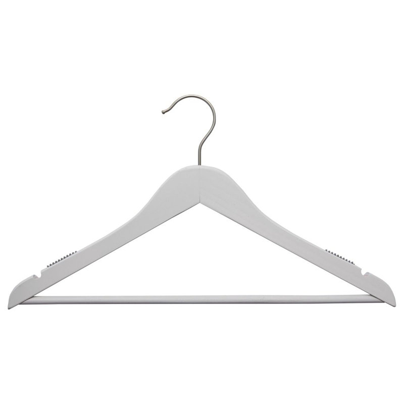 Cintre standard en bois Filip, 100, Chrome brossé / blanc