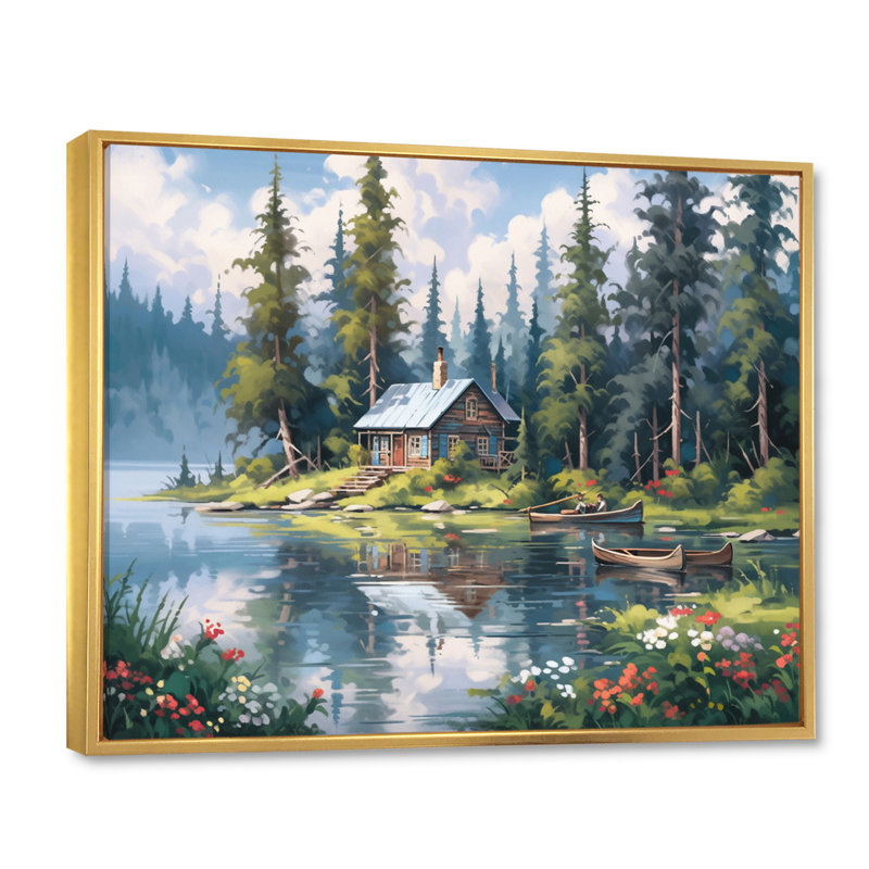 Rustic Refuge Lakehouse I sur impression sur toile, H 12 po x l 20 po x P 1 po, Cadre flottant doré