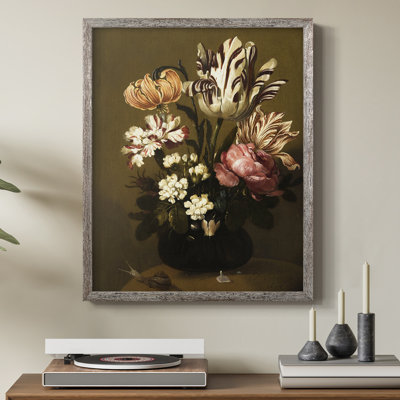 Reproduction florale vintage encadrée CECLIV - bois massif