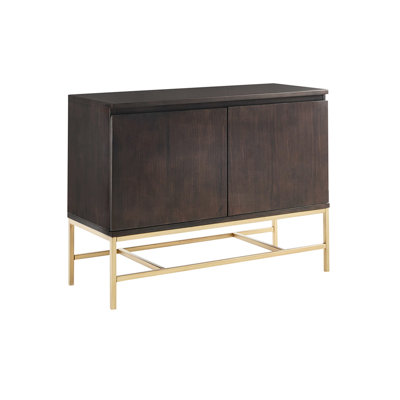 Armoire d'appoint charmante - Base en bois massif et métal doré, cadre élégant à 2 tablettes pour le rangement à la maison
