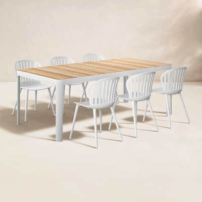 Lujane 82" Teak Patio Dining Set
