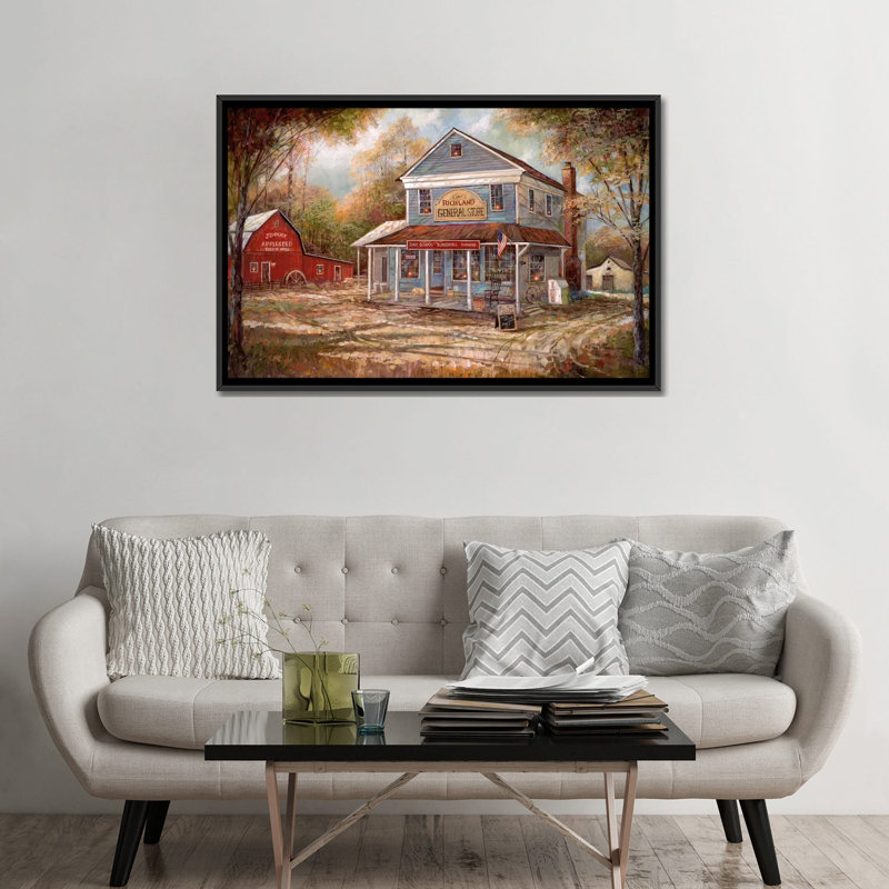 Richland General Store by Ruane Manning - Print, 18" H x 26" W x 1.5" D, Black Floater Framed Canvas, No Mat