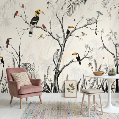 Papier peint toucan, oiseaux tropicaux