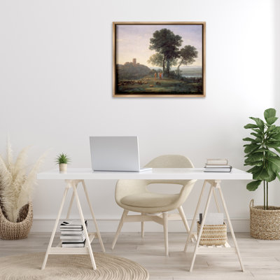 "Classic Claude", paysage champêtre brun, art mural sur toile flottante par one1000paintings