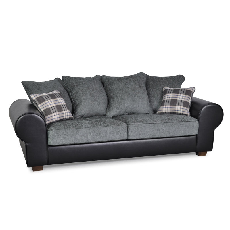 Rodrigez 3 Seater Chenille Sofa, Black/Grey