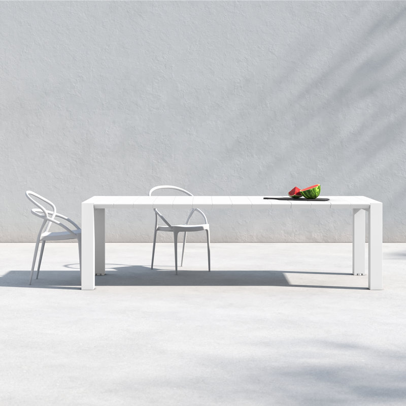 Spector Extendable Dining Table, White, 39" W x 102" L x 29.5" H