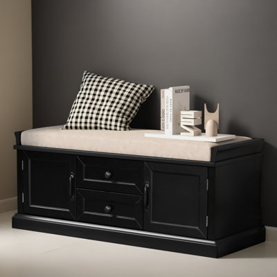 43" Shoe Storage Bench with Cushion, Entryway Storage with Hidden Storage