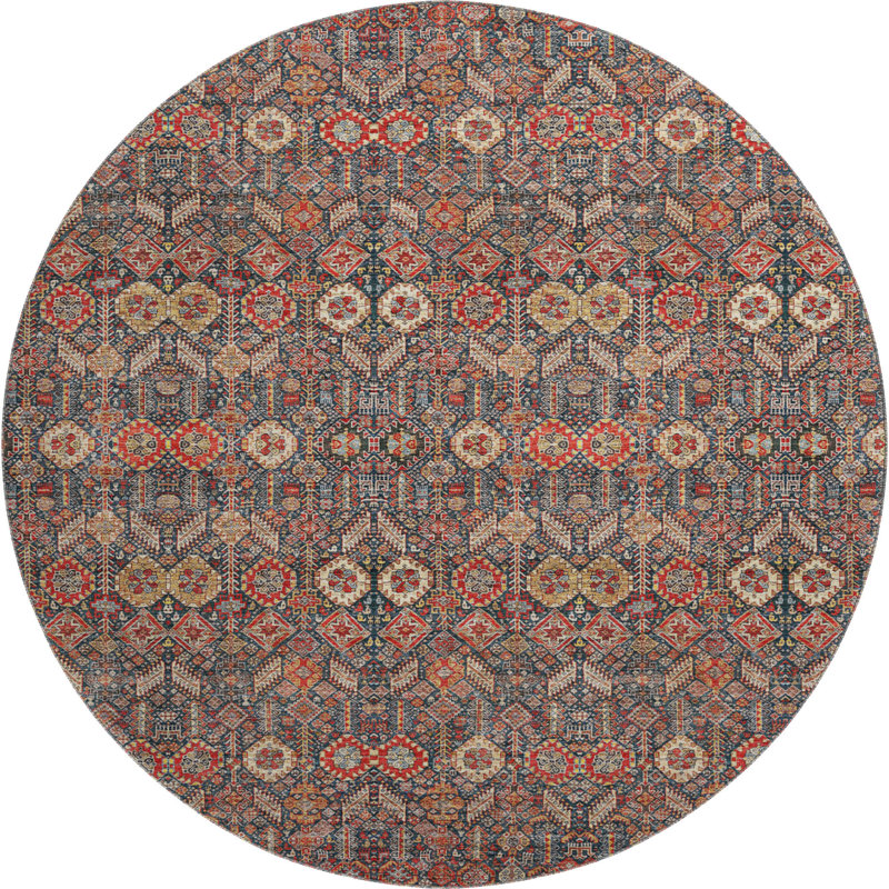 Premium Machine Washable Cerrito AMF574 Red Rug, Round 8'