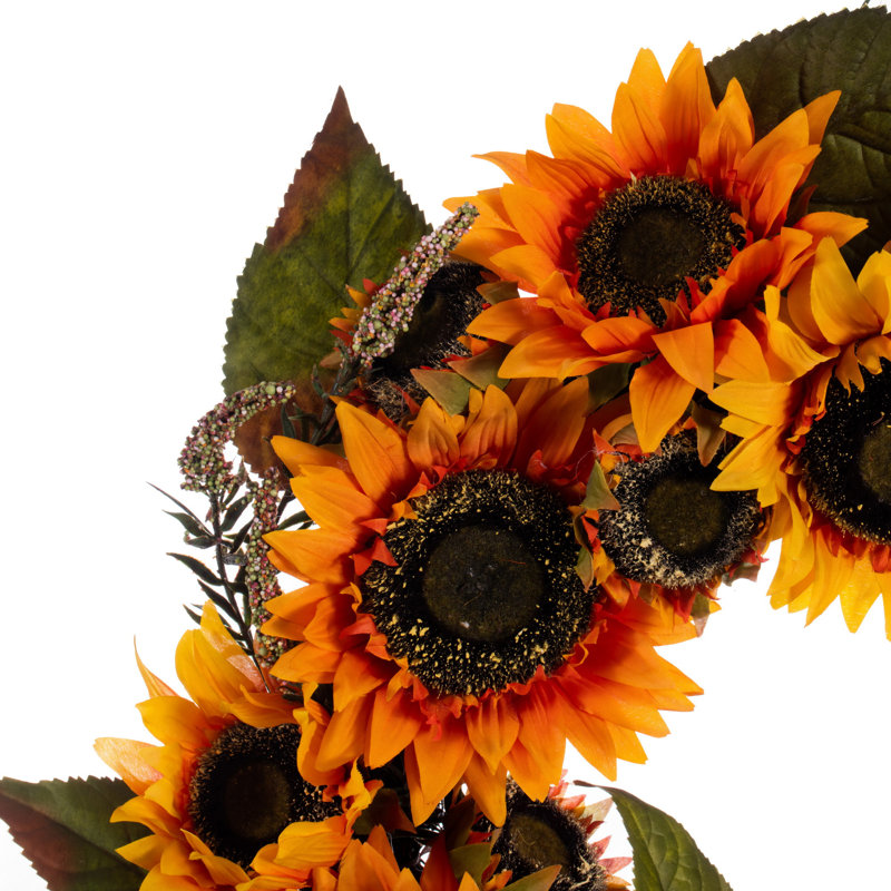 Faux Sunflower Polyester 24'' Wreath