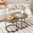 Nesting Coffee Table 2 Pieces, 27.6Inch Round Industrial Wood Style With Solid Metal Base For Living Room Bedroom Lawn (Brown Tables 2Pcs, Look Steady Frame Yard-1792918131