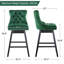 Tabouret de bar pivotant à 360 ° en velours avec dossier, garniture cloutée et pieds robustes en bois massif, fauteuil confortable pour la cuisine, la salle à manger et le restaurant-377555914