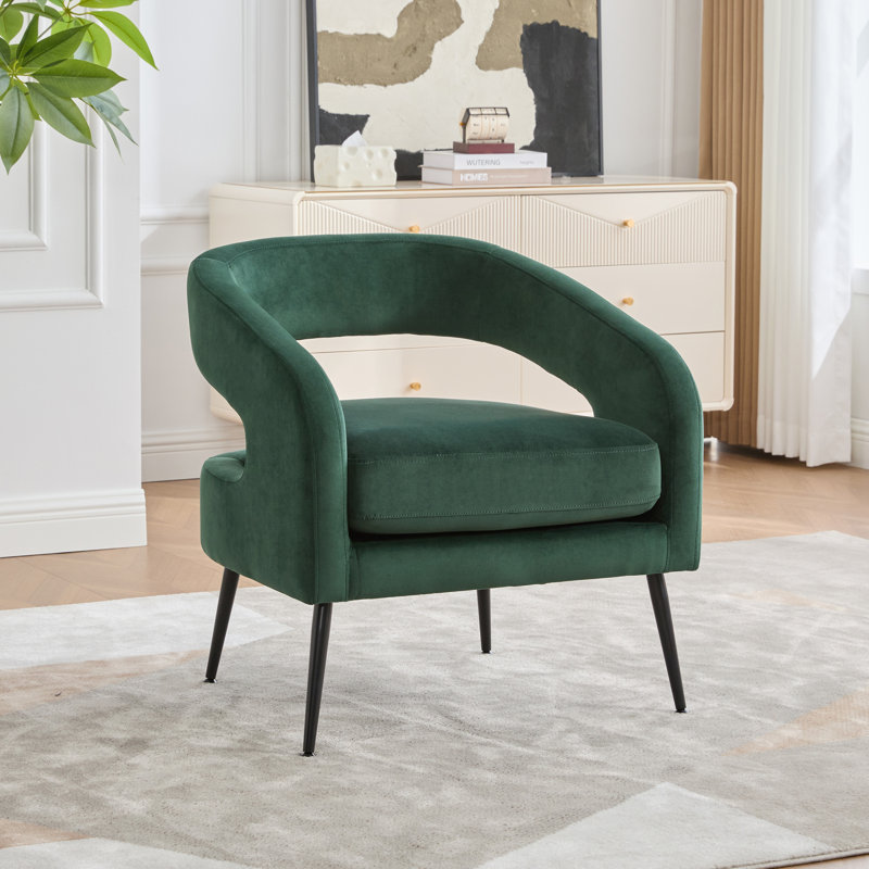 Fauteuil demi-tonneau en velours, Vert