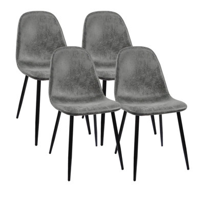 31.5" Round Dining Table Set For 4,  Dining Table MDF Easy Clean With Durable Metal Legs, 4 PCS Comfortable Dining Chair Suede Upholstered Chair For Restaurant,Guest Receptions
