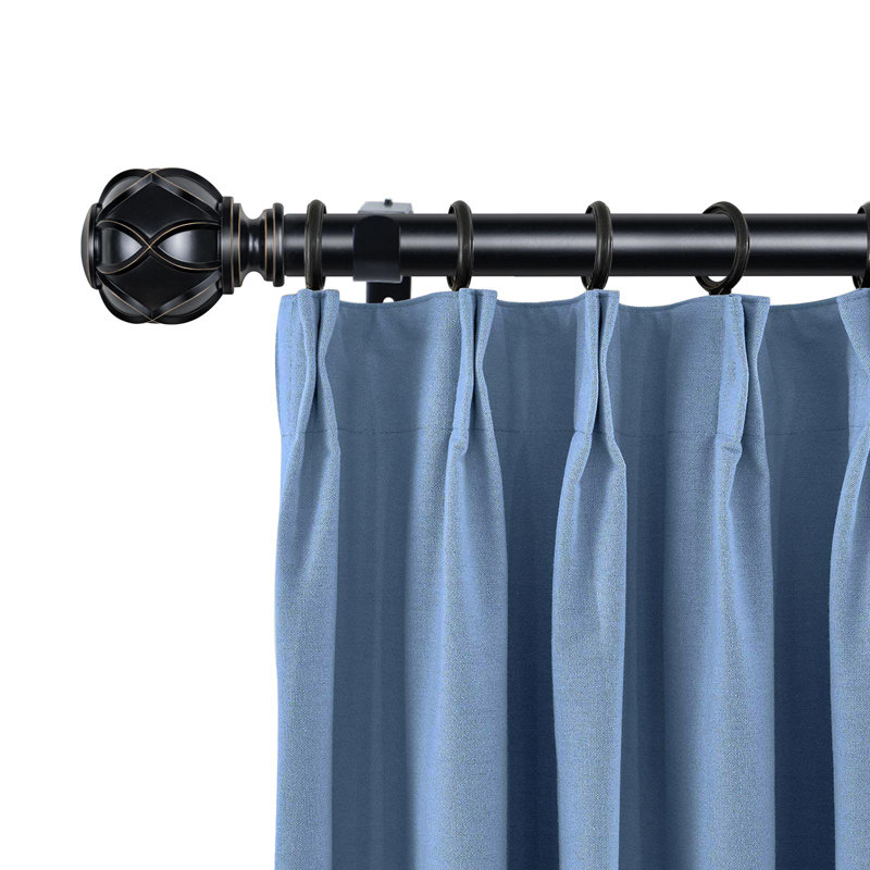 Tringle à rideaux simple ajustable Derra, Noir, noir, noir, noir, 25" - 45"
