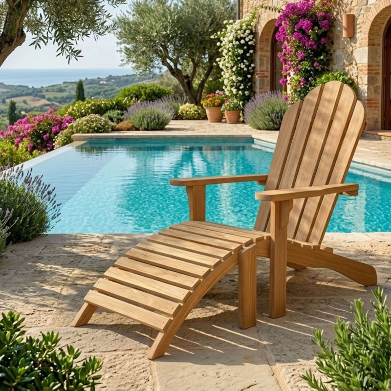 Teak Adirondack Chair with Ottoman