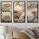 Minimalisme beige Zinnias Collage I - ensemble d'art sur toile Zinnias